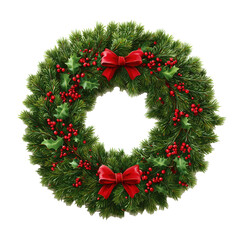 Elegant Christmas Wreath Design , PNG isolated cut out image