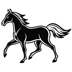 Elegant black silhouette of a galloping horse in a vector illustration design