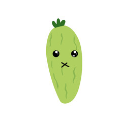 Adorable cute cucumber emoticon element stock design. baby cucumber variant face expression 