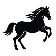 Obraz premium Elegant silhouette of a rearing black horse depicting power and grace on white background