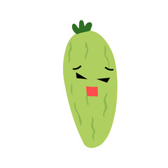 Adorable cute cucumber emoticon element stock design. baby cucumber variant face expression 