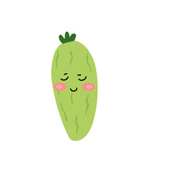 Adorable cute cucumber emoticon element stock design. baby cucumber variant face expression 