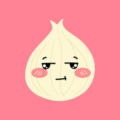 Adorable emotion onion isolated on white background. Onion kawaii expression face cartoon