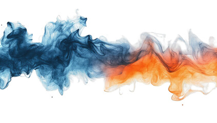Abstract swirling ink colors, blue and orange