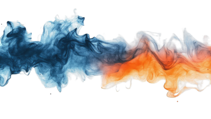 Abstract swirling ink colors, blue and orange