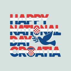 Obraz premium Happy National Day Croatia Peace Dove Celebration Patriotic Symbol