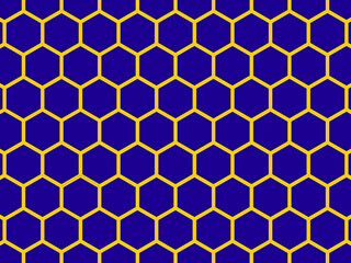 abstract background with hexagons. Seamless pattern luxury blue hexagon shape. and gold stroke line.