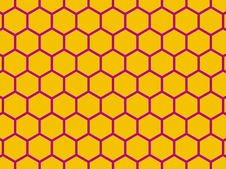 abstract background with hexagons. Seamless pattern yellow hexagon shape with red line.