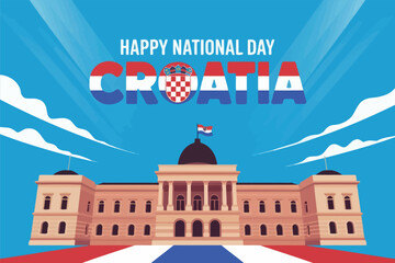 Naklejka premium Happy National Day Croatia Celebration Government Building Patriotic Event