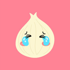 Adorable emotion onion isolated on white background. Onion kawaii expression face cartoon