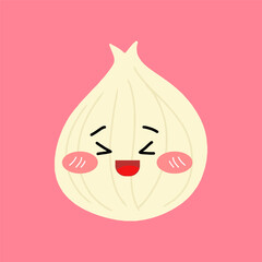 Adorable emotion onion isolated on white background. Onion kawaii expression face cartoon