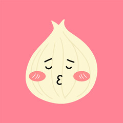 Adorable emotion onion isolated on white background. Onion kawaii expression face cartoon