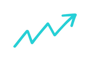 Hand-drawn upward trending arrow signaling business growth, depicting progress and success on transparent background