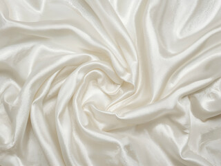 Fototapeta premium Elegant Swirls of Luxurious Cream Silk, A Detailed Close-Up of Fluid Folds and Shimmering Texture for Design and Decor Inspiration