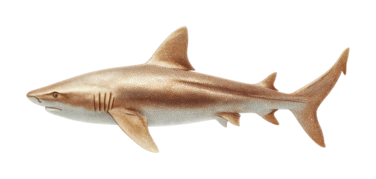 Great white shark illustration with detailed textures and fins