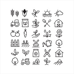 agriculture and sustainability-themed icon set