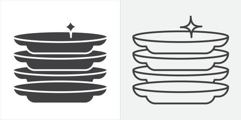 Clean stack plates icon Line graphics illustration