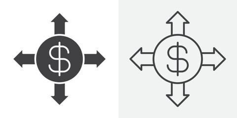 Diversified investment icon Line graphics illustration