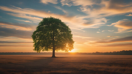 lone tree at sunset