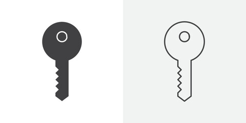 Door key icon Line graphics illustration