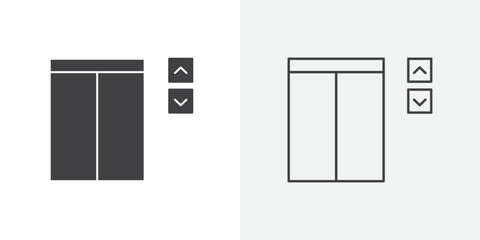 Elevator, lift button icon Line graphics illustration