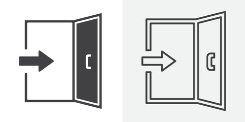 Emergency exit icon Line graphics illustration