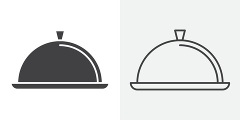 Food Tray and Cover icon Line graphics illustration