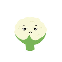 Various Cauliflower expressions of cartoon illustrations. cute and adorable emoticons of fruits and vegetables style