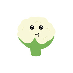 Various Cauliflower expressions of cartoon illustrations. cute and adorable emoticons of fruits and vegetables style