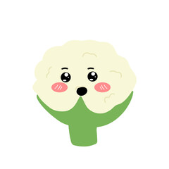 Various Cauliflower expressions of cartoon illustrations. cute and adorable emoticons of fruits and vegetables style