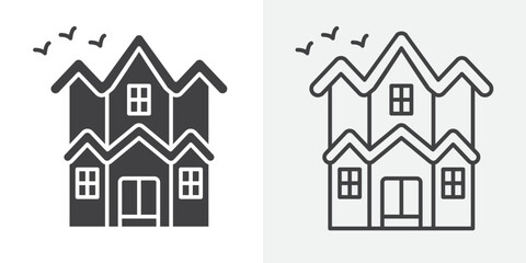 Haunted house icon Line graphics illustration