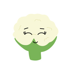 Various Cauliflower expressions of cartoon illustrations. cute and adorable emoticons of fruits and vegetables style