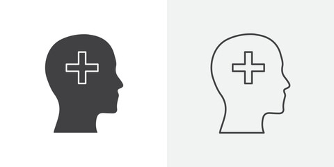 Mental health icon Line graphics illustration