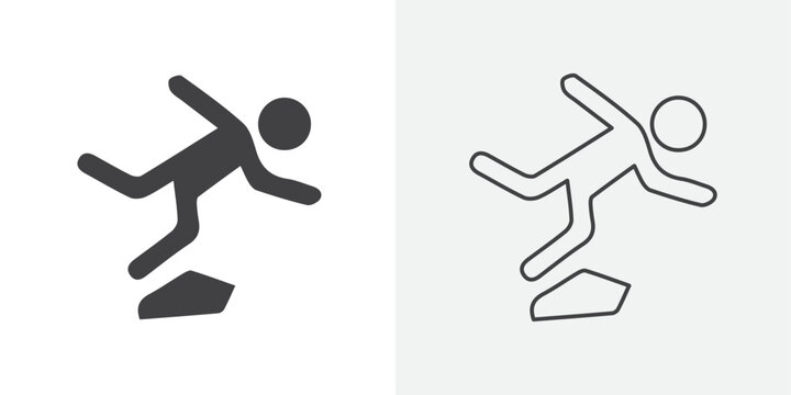 Man tripping icon Line graphics illustration