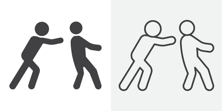 Man pushing another person icon Line graphics illustration