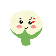Various Cauliflower expressions of cartoon illustrations. cute and adorable emoticons of fruits and vegetables style