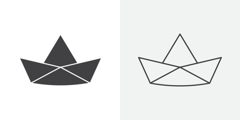 Paper boat icon Line graphics illustration