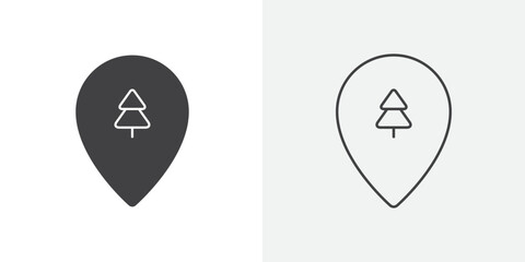 Park, forest location map icon Line graphics illustration