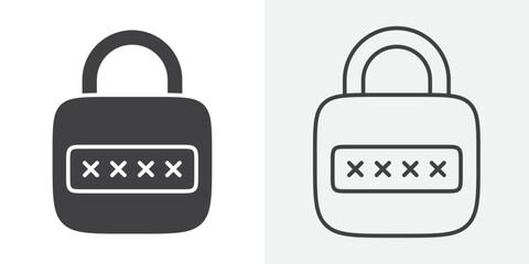 Password security icon Line graphics illustration