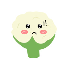 Various Cauliflower expressions of cartoon illustrations. cute and adorable emoticons of fruits and vegetables style