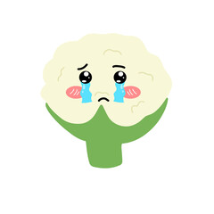 Various Cauliflower expressions of cartoon illustrations. cute and adorable emoticons of fruits and vegetables style
