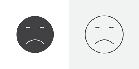 Regret expression icon Line graphics illustration