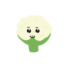 Various Cauliflower expressions of cartoon illustrations. cute and adorable emoticons of fruits and vegetables style