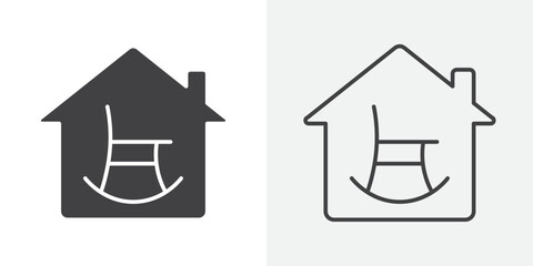 Retirement home icon Line graphics illustration