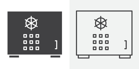 Safe vault box icon Line graphics illustration
