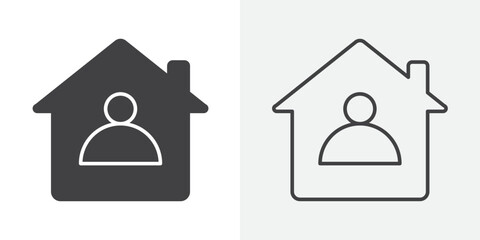 Stay home icon Line graphics illustration