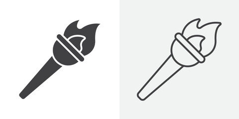 Torch flame icon Line graphics illustration