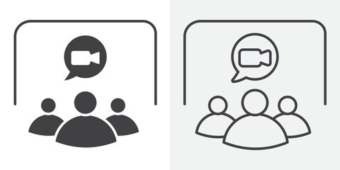Video conference icon Line graphics illustration