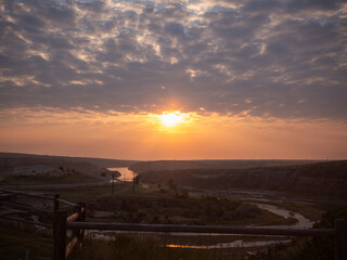 Fototapeta premium Sunrise Over the River Valley — Great Falls, Montana