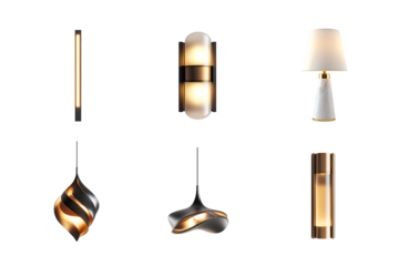 A collection of modern lighting fixtures showcasing various designs, materials, and styles. Perfect for enhancing interior aesthetics and illuminating spaces creatively.